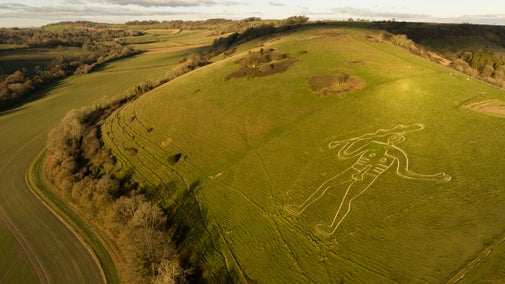 The Cerne Abbas Giant seen in the wider landscape